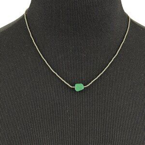 LIQUID SILVER turquoise chunk choker necklace - 17.5" sterling silver tube beads